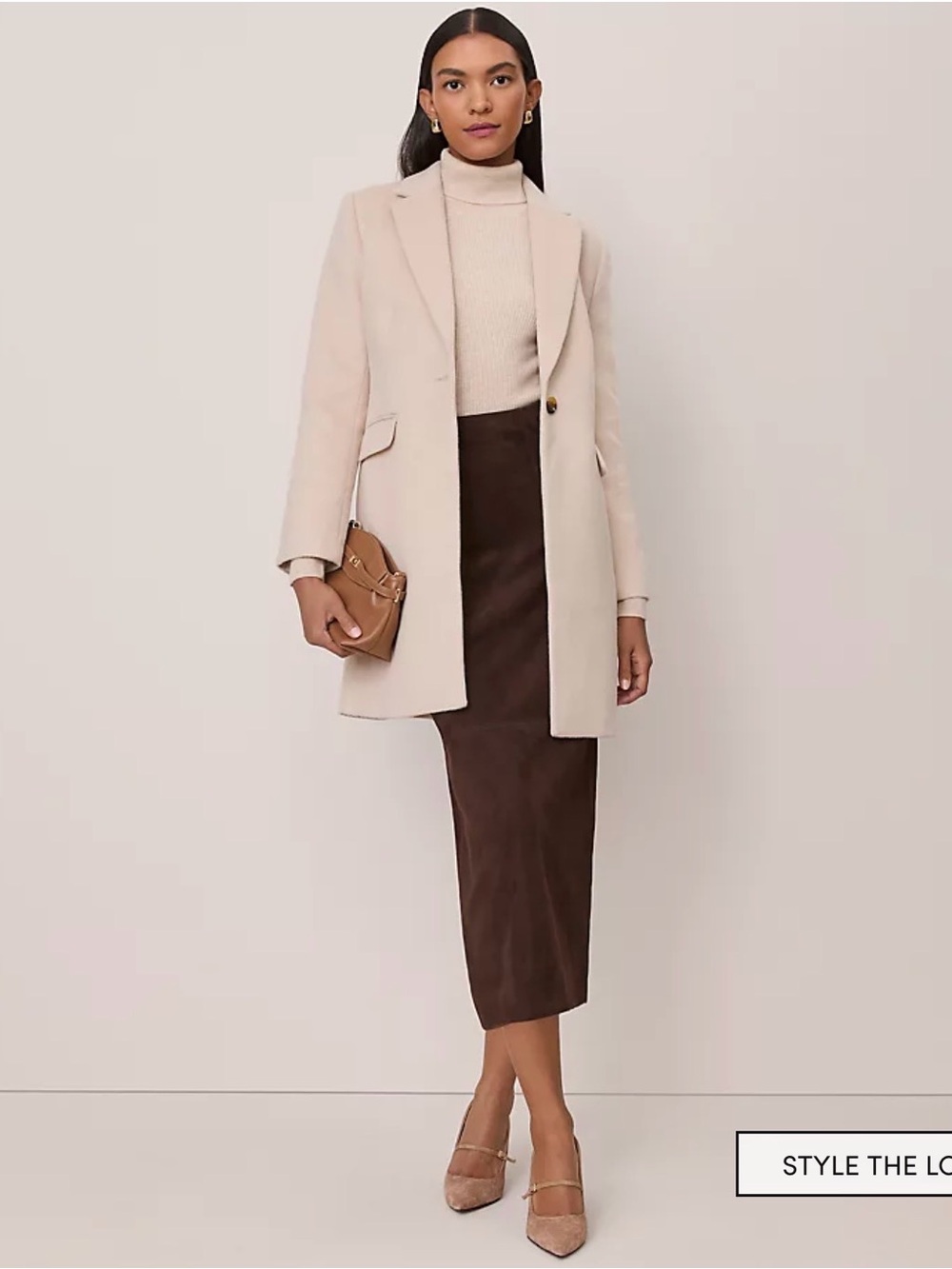 Ann Taylor Cream Single-Breasted Wool Coat